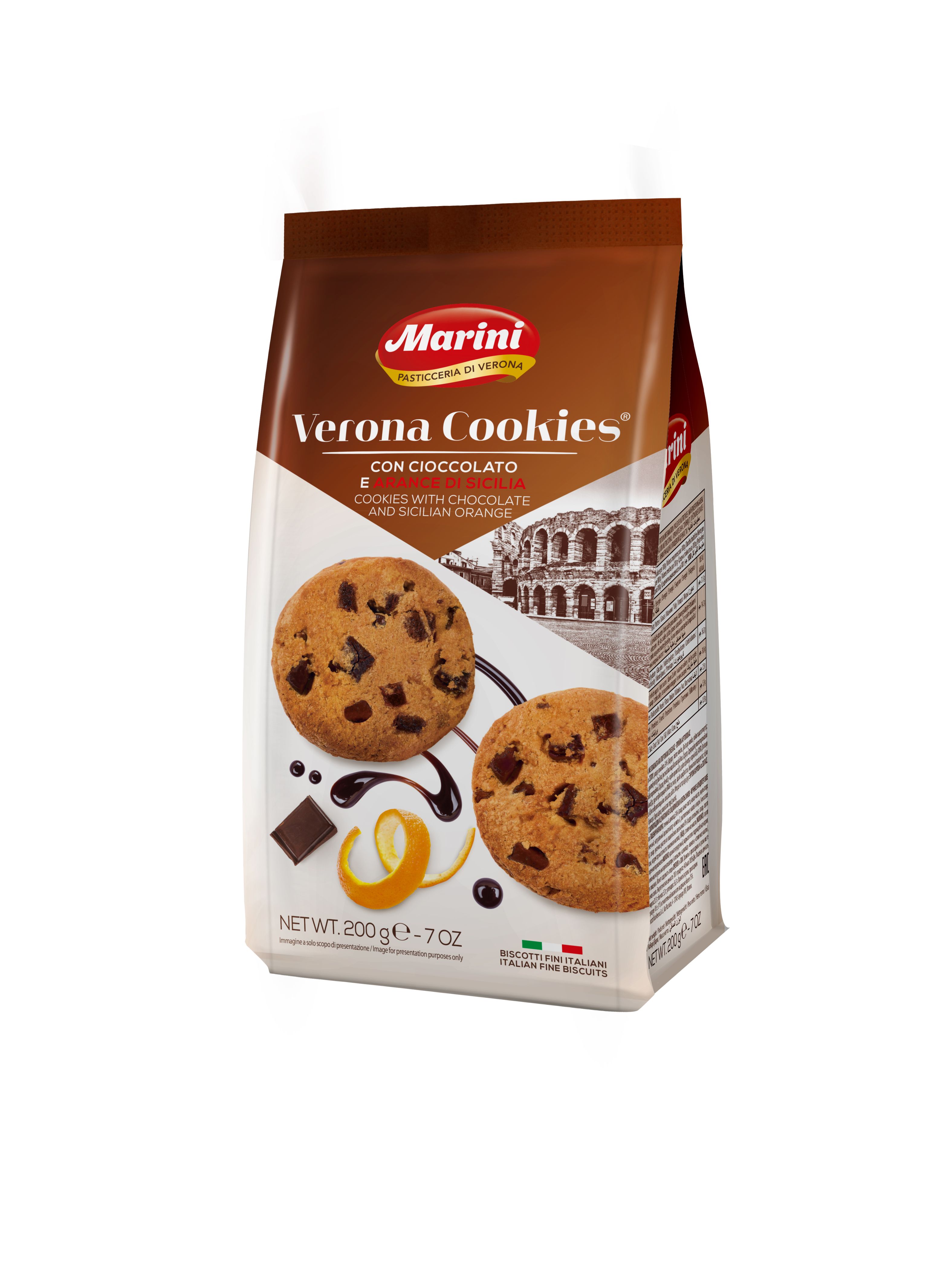 VERONA COOKIES® AL CIOCCOLATO ED ARANCE DI SICILIA 200 g - BISCOTTIFICIO  VERONA SRL A SOCIO UNICO - MyBusinessCibus