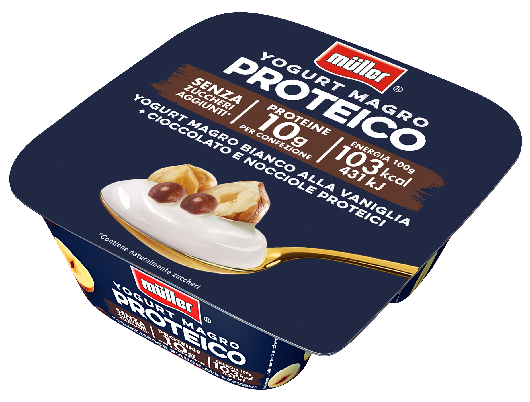 Müller Proteine Yogurt 0% Bianco alla Vaniglia + Cioccolato e Nocciole  Proteici - MOLKEREI ALOIS MUELLER GMBH & CO. G. - SEDE SECONDARIA DI VERONA  - MyBusinessCibus